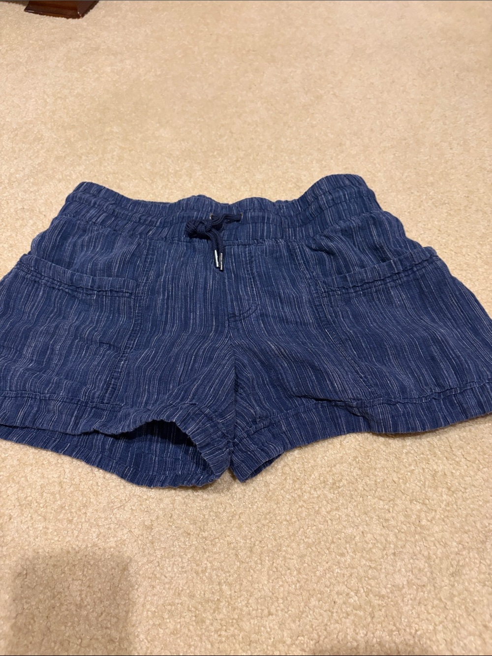 Athleta Navy Blue Cabo Striped Pull-On Shorts 4” sz 10